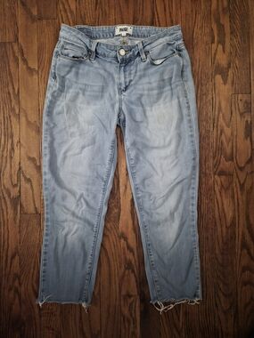 Designer PAIGE Verdugo Ultra Skinny Jeans Size 28 Light Wash Raw Hem